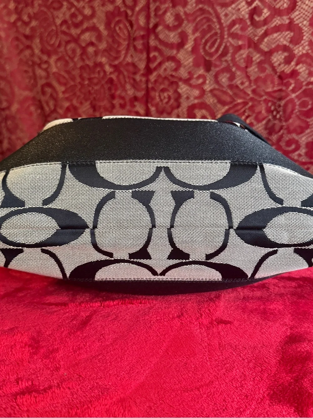 Coach Signature C Black Grey Canvas Crossbody Bag F19220
